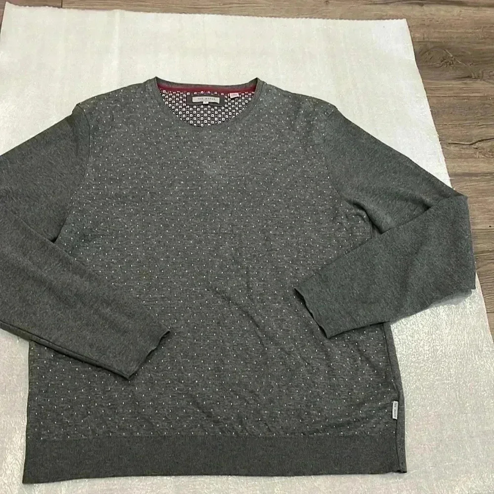 [6/US2XL]Ted Baker Cotton Blend Mini Polk Dot Men  Sweatshirt
